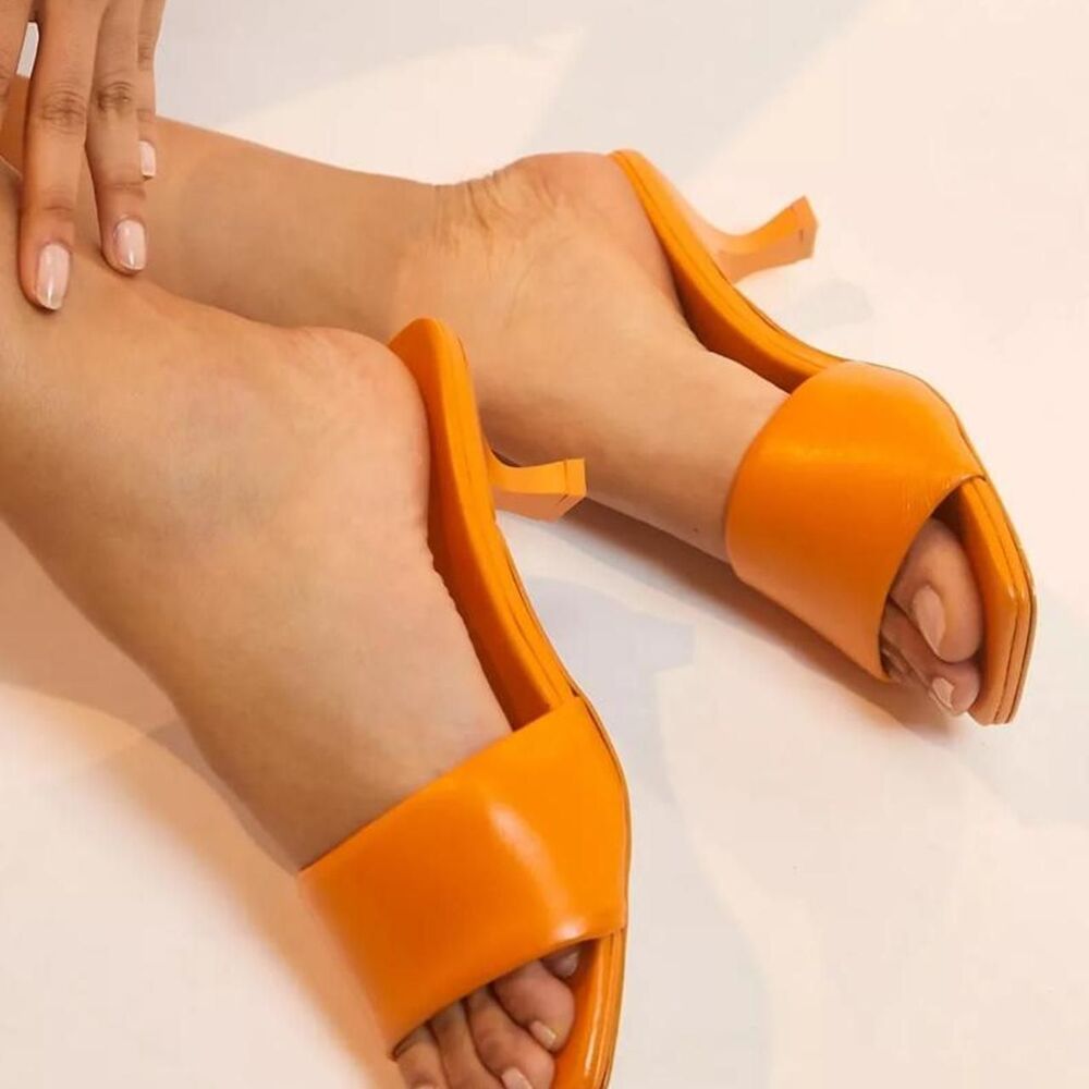 Anthropologie Orange Puffy Open Toe Kitten Heels - EU 39/US 8/8.5